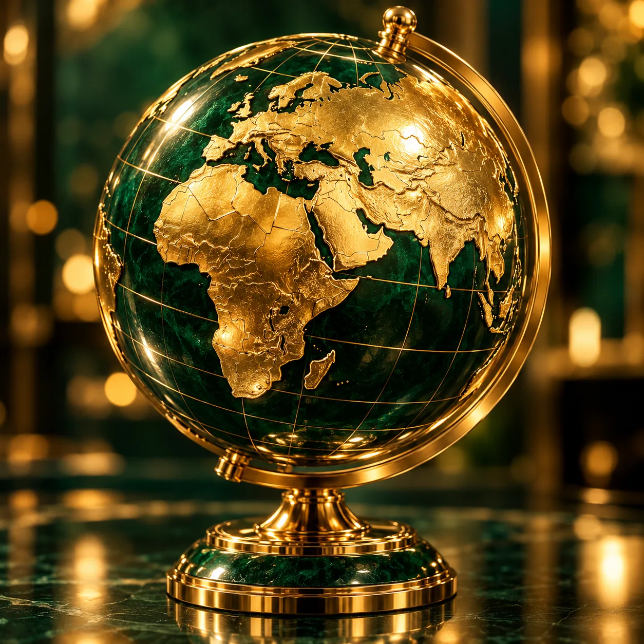 Emerald and gold globe